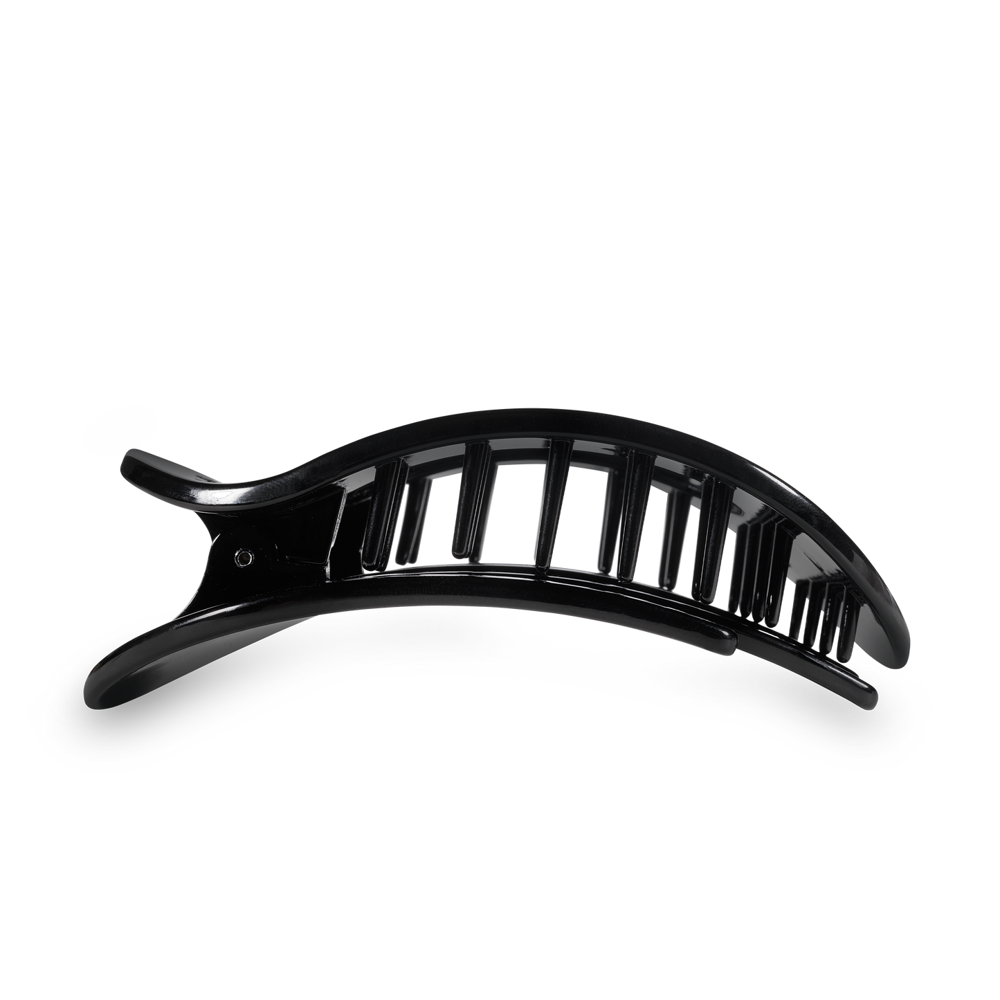 Jet Black Round Flat Hair Clip | Large
