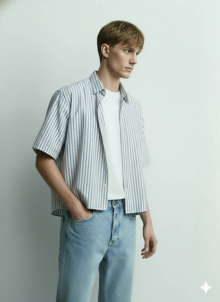 Boxy Stripe Button Up