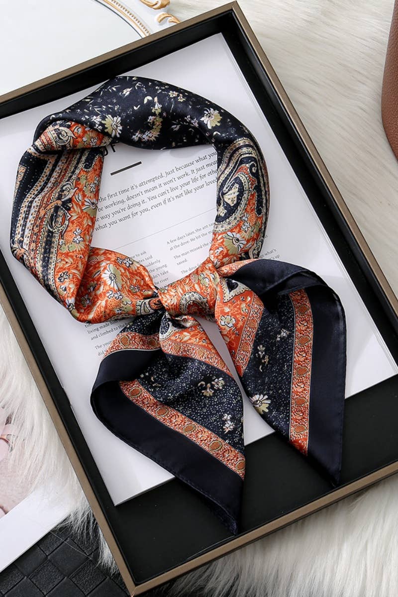 Paisley Print Silk Square Scarf – Vintage Style for Resale