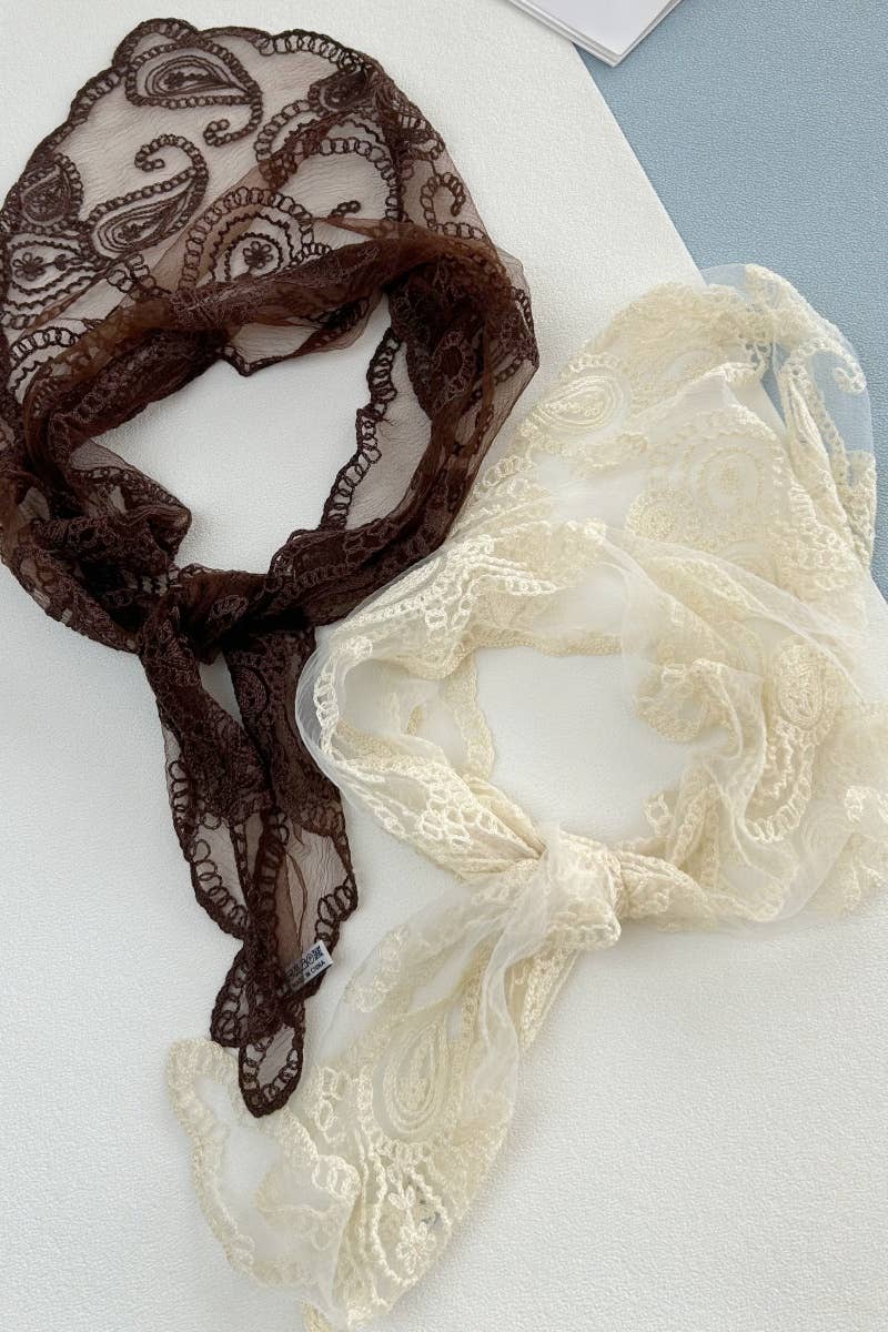 Retro Embroidered Lace Triangle Hair Scarf