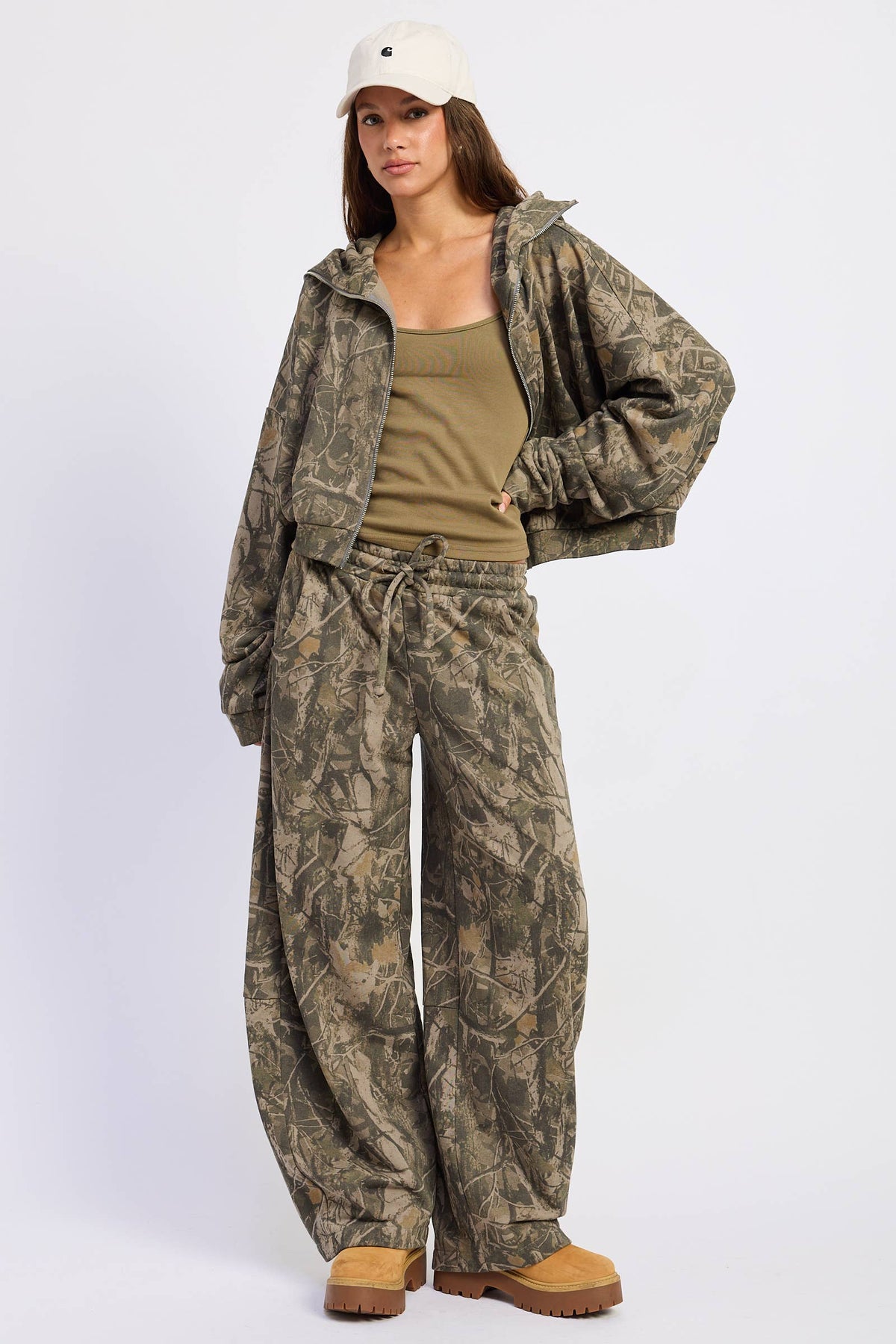 HIGH NECK ZIP UP CAMO JACKET