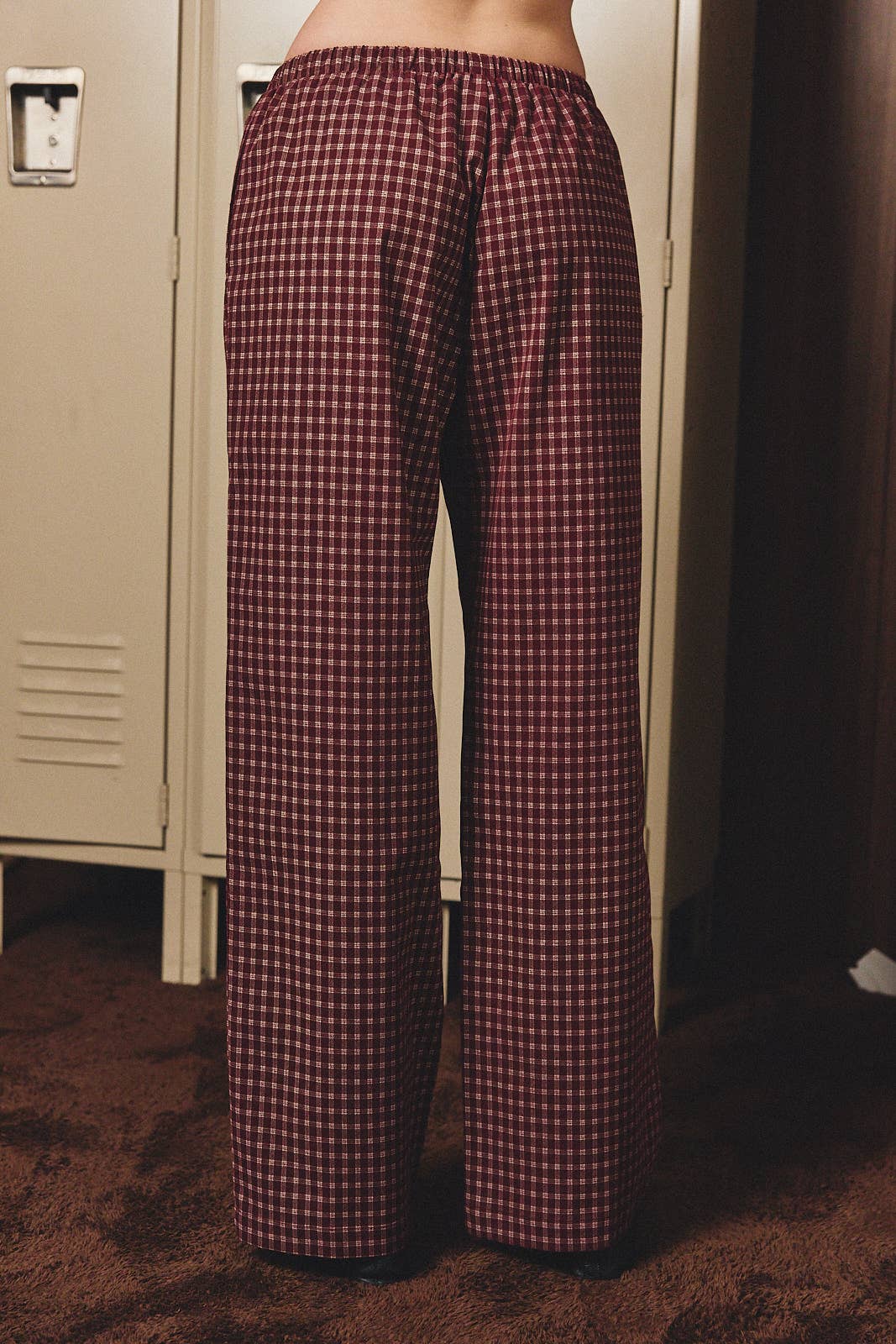 MID RISE WIDE LONG CHECK PANTS