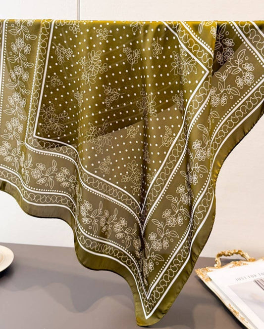 Floral Dot Satin Square Scarf