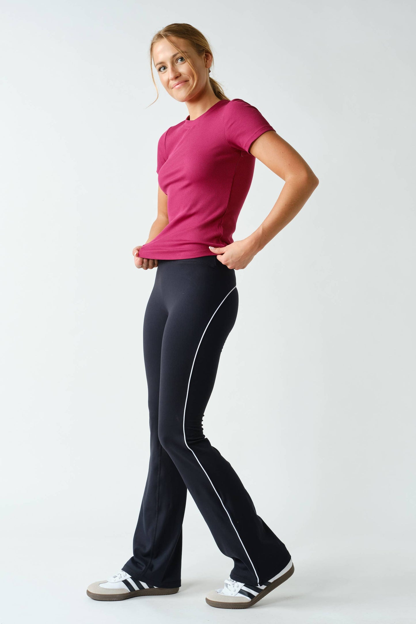 Essential Short-Sleeved Micro-Ribbed Athleisure Top