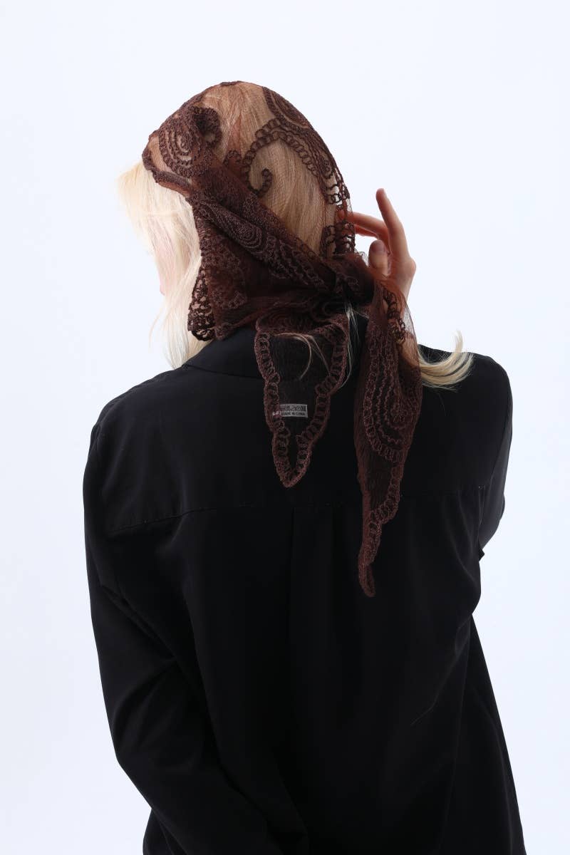 Retro Embroidered Lace Triangle Hair Scarf