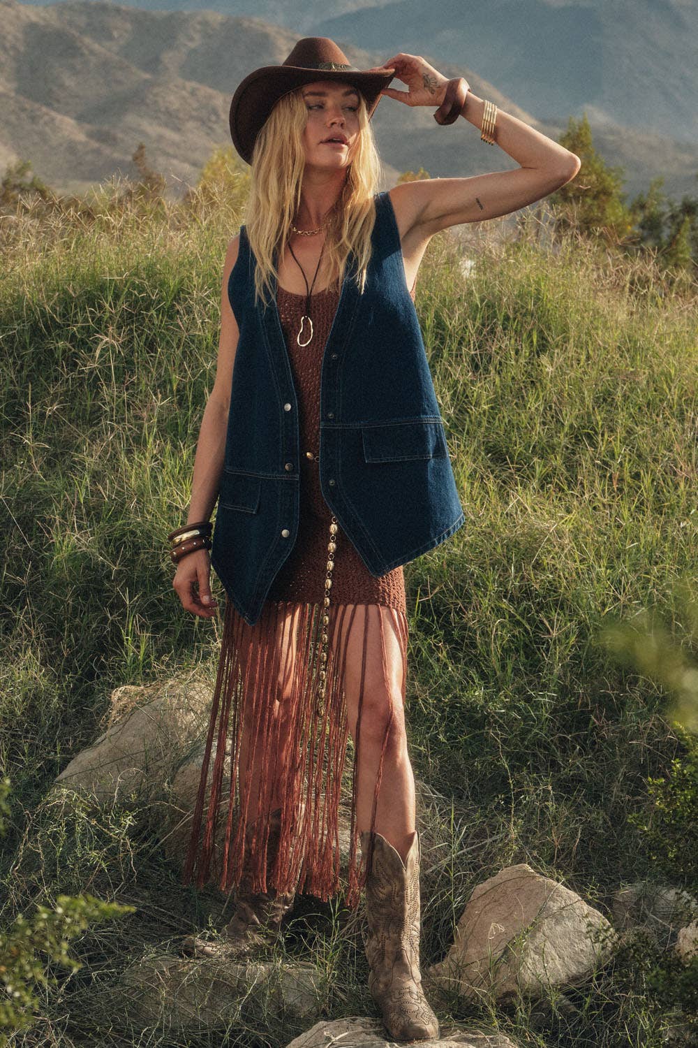 Denim Snap-Front Vest