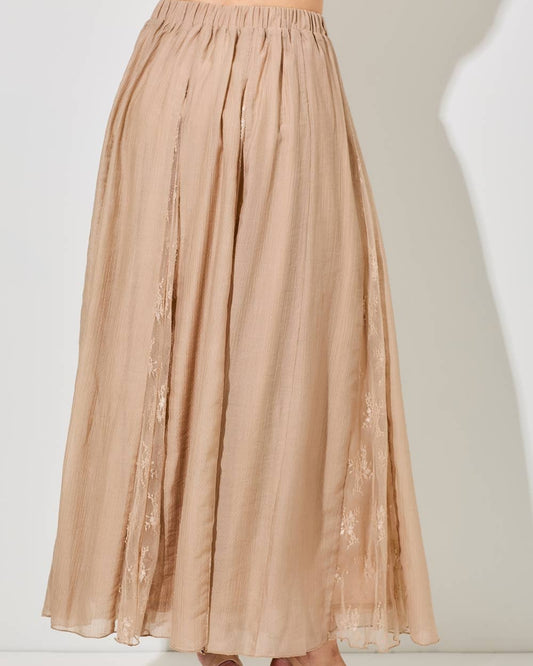 PRINTED FLORAL SHEER MAXI SKIRT