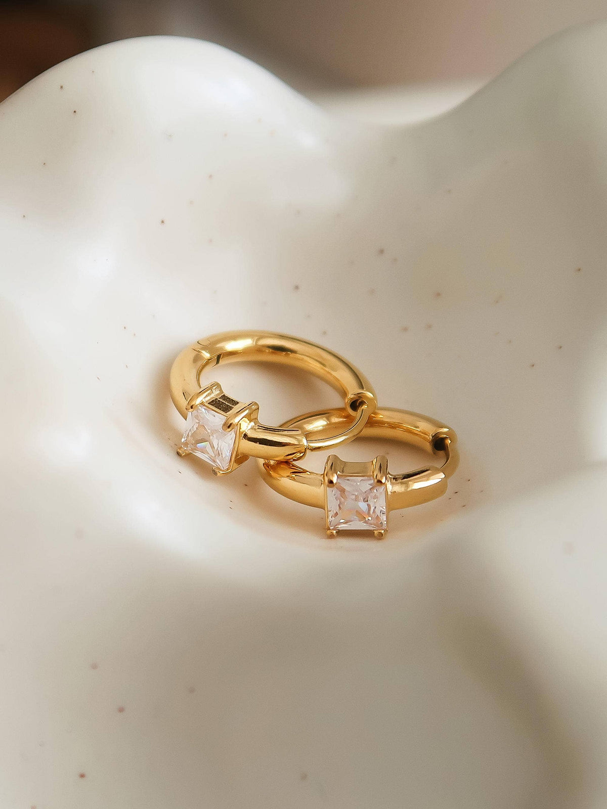Adhara 18K Gold Non-Tarnish CZ Huggie Earrings