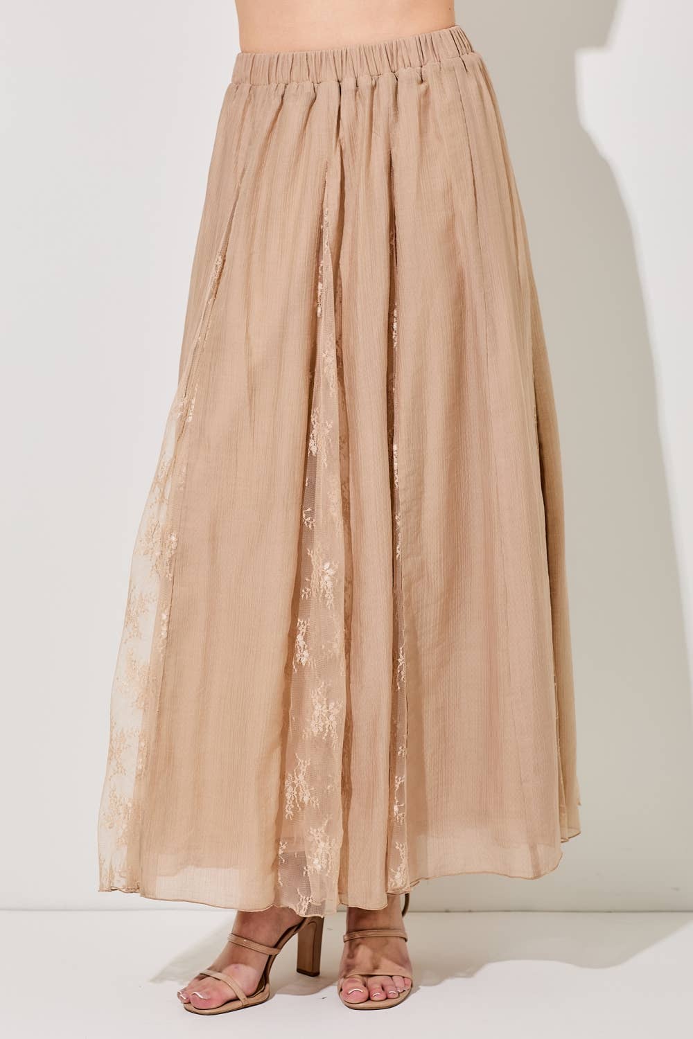 PRINTED FLORAL SHEER MAXI SKIRT
