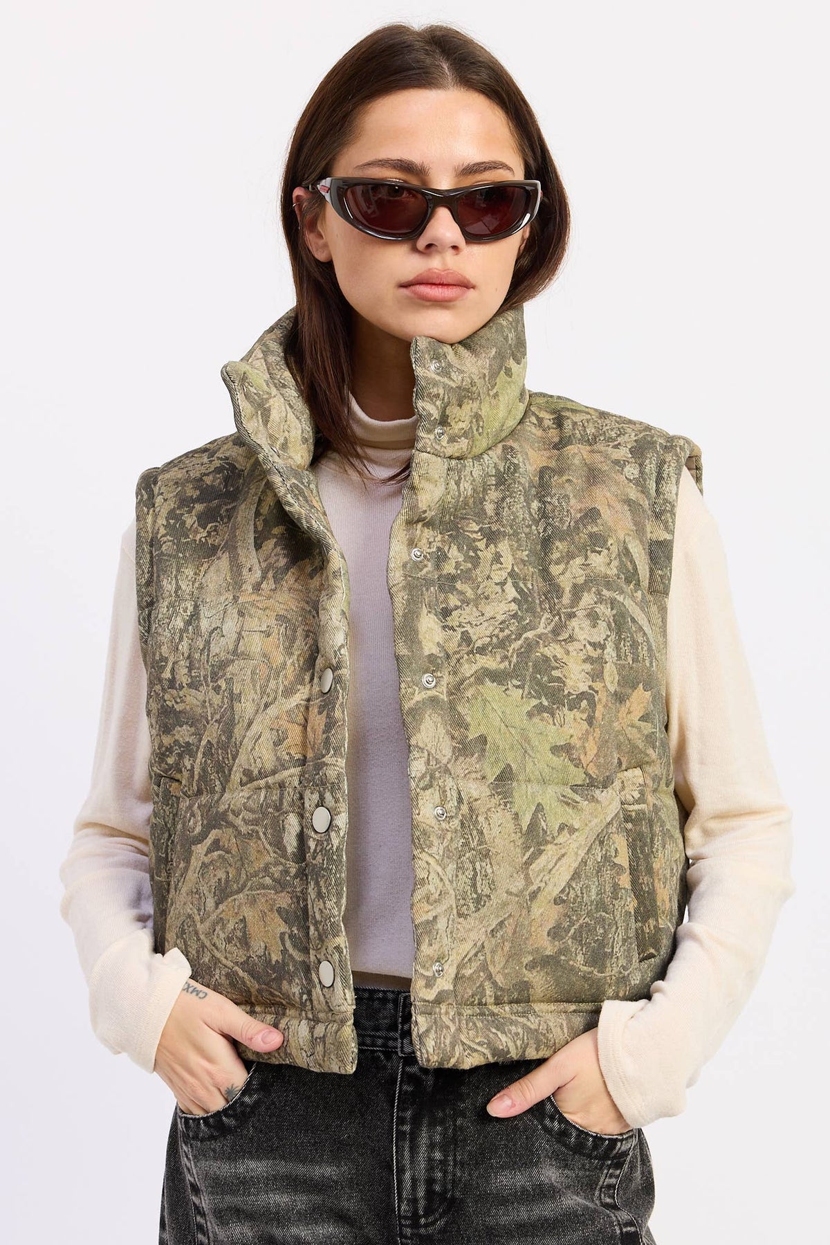 Camo Print Puffer Vest