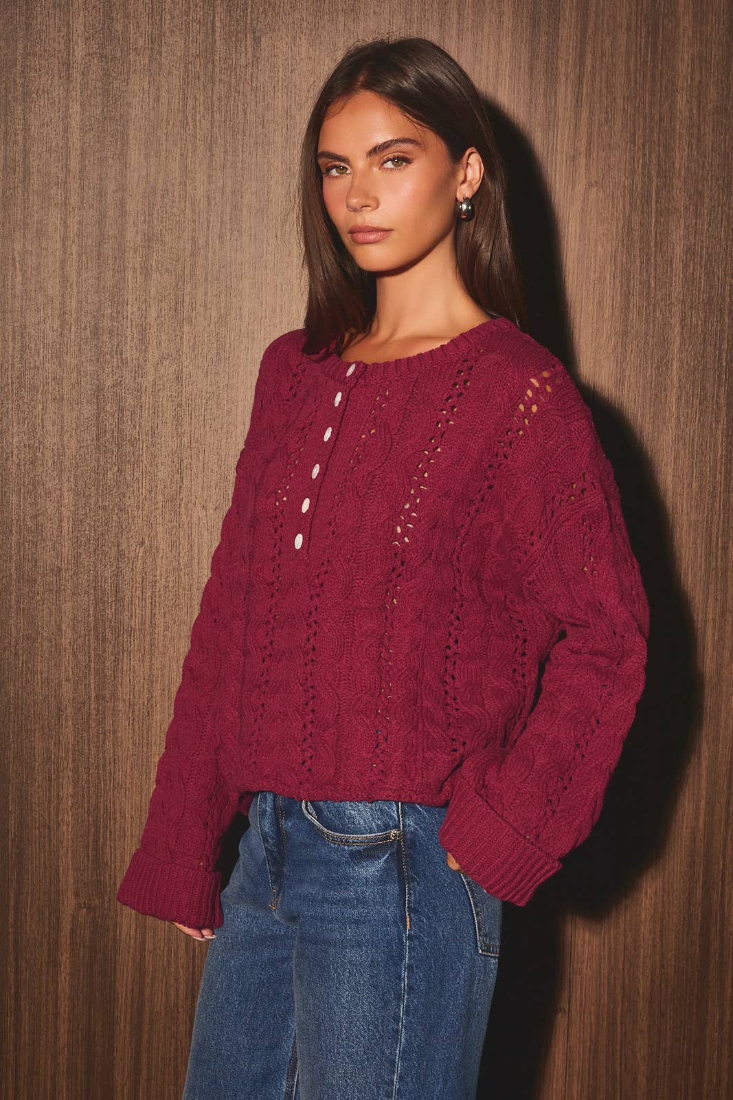 CABLE KNIT SWEATER TOP