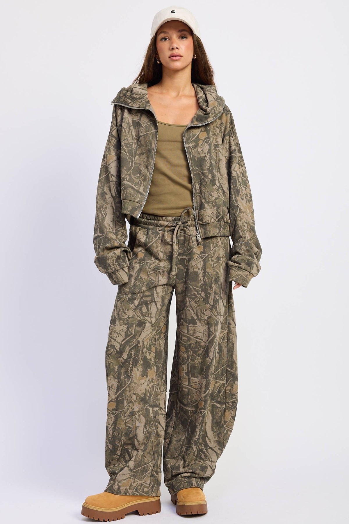HIGH NECK ZIP UP CAMO JACKET