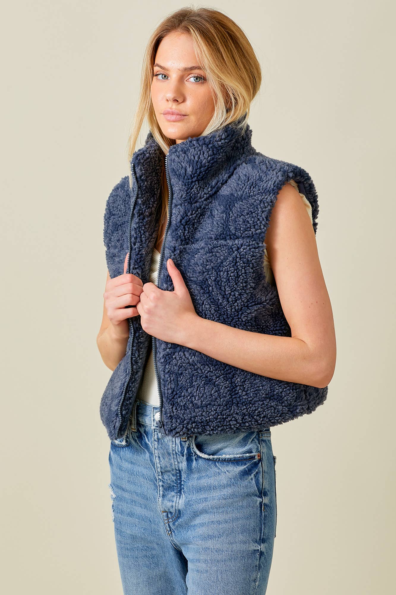 Paisley Print Sherpa Vest