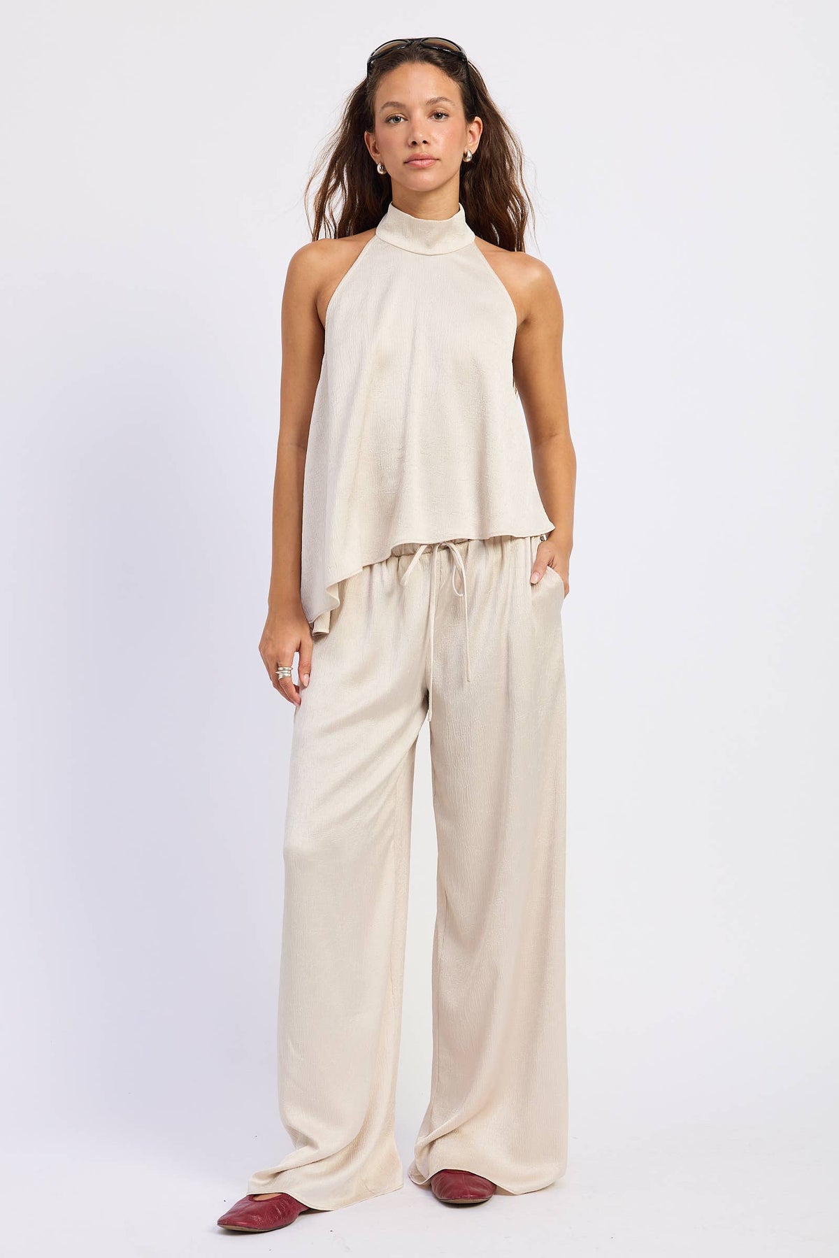OPEN BACK ASYMMETRICAL HALTER TOP