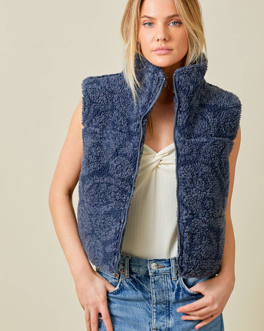 Paisley Print Sherpa Vest