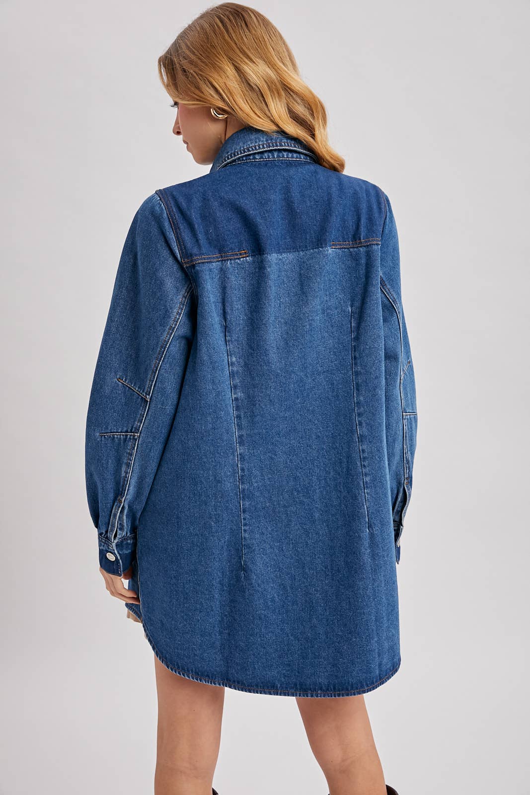 DENIM BUTTON DOWN SHIRT DRESS ALSO SHACKET