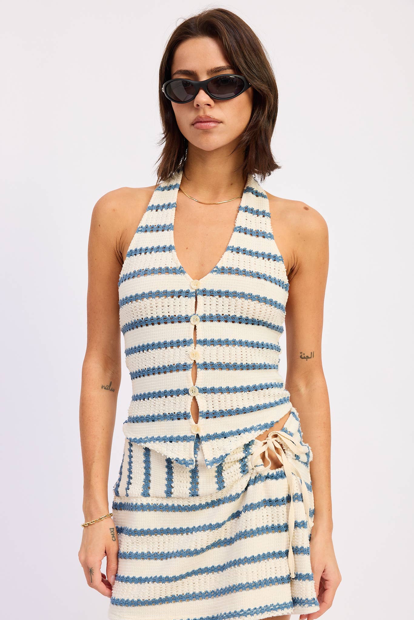 Striped Knit Halter Top