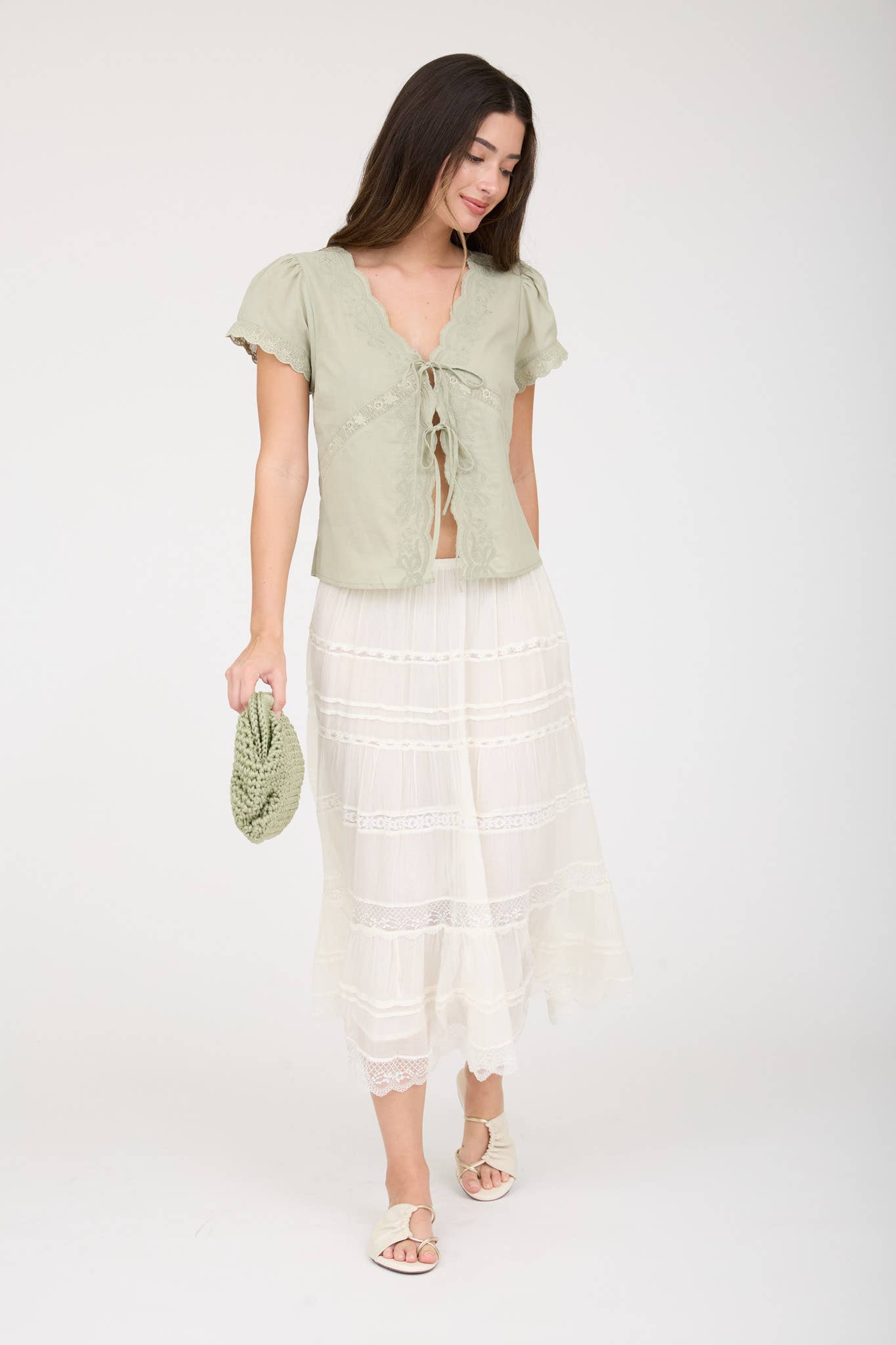 Scalloped Embroidered Top