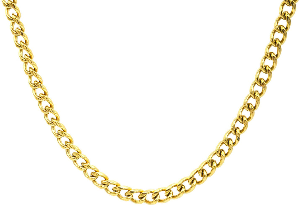 Men's 5mm Gold Stainless Steel Miami Cuban Link 24" Chain Necklace With Box Lock