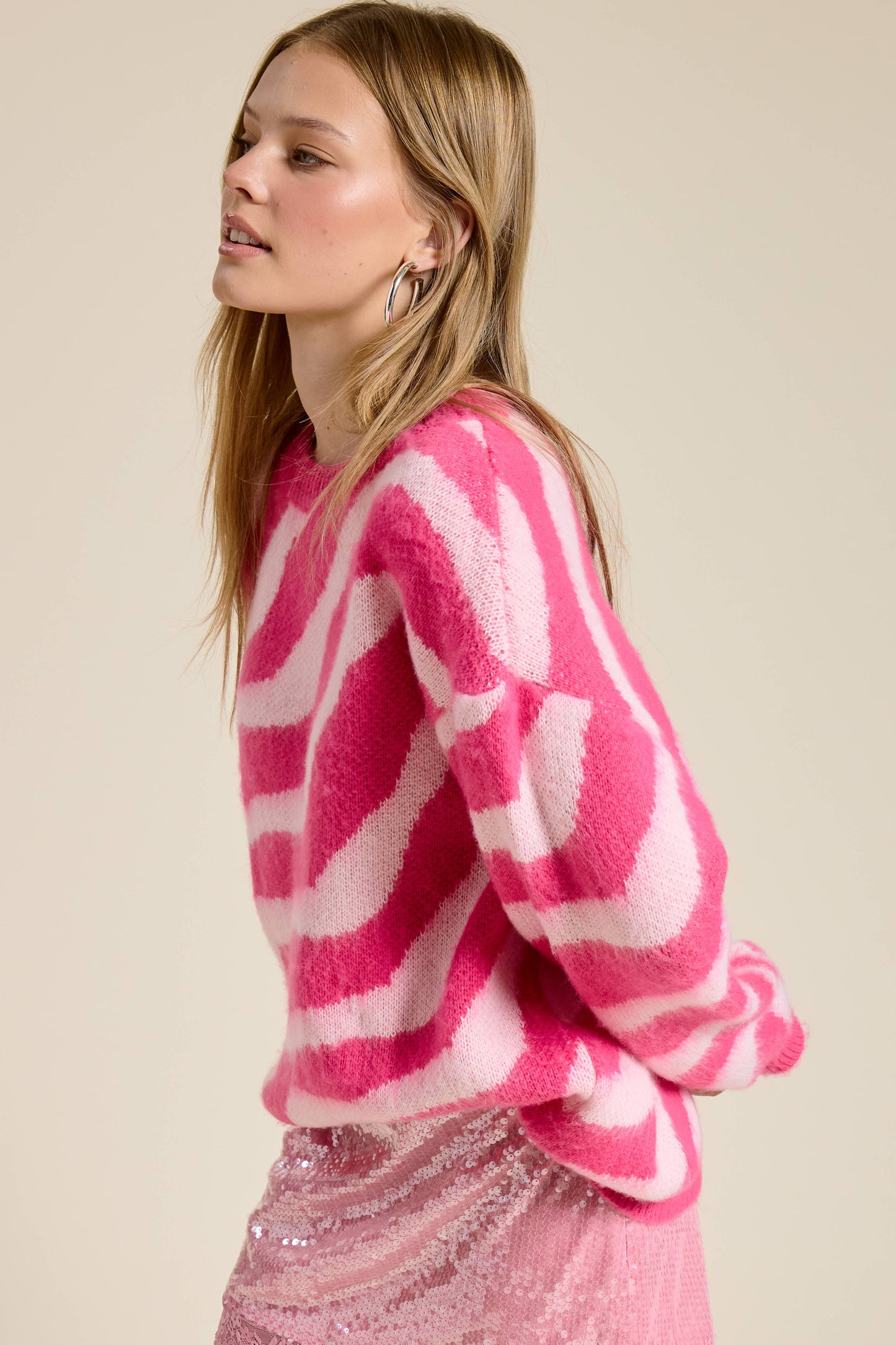 Wavy Stripe Oversized Knit Sweater