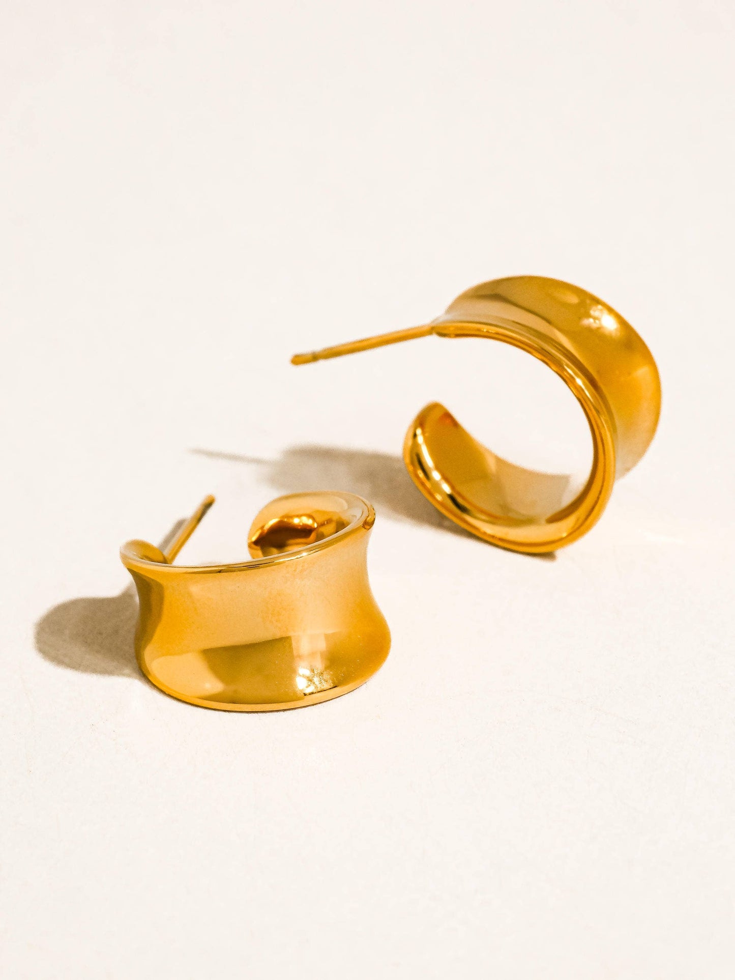 Yvaine Non-Tarnish Wide Dome Hoop Earrings