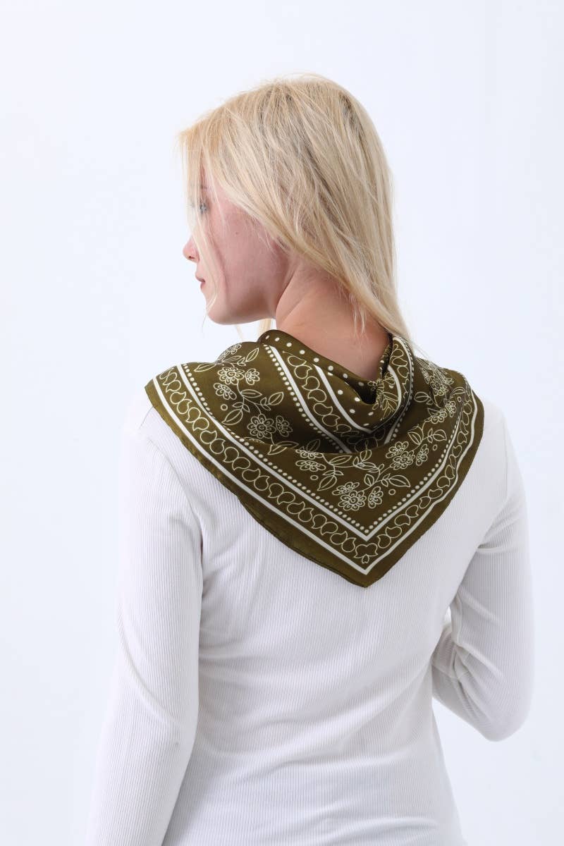 Floral Dot Satin Square Scarf