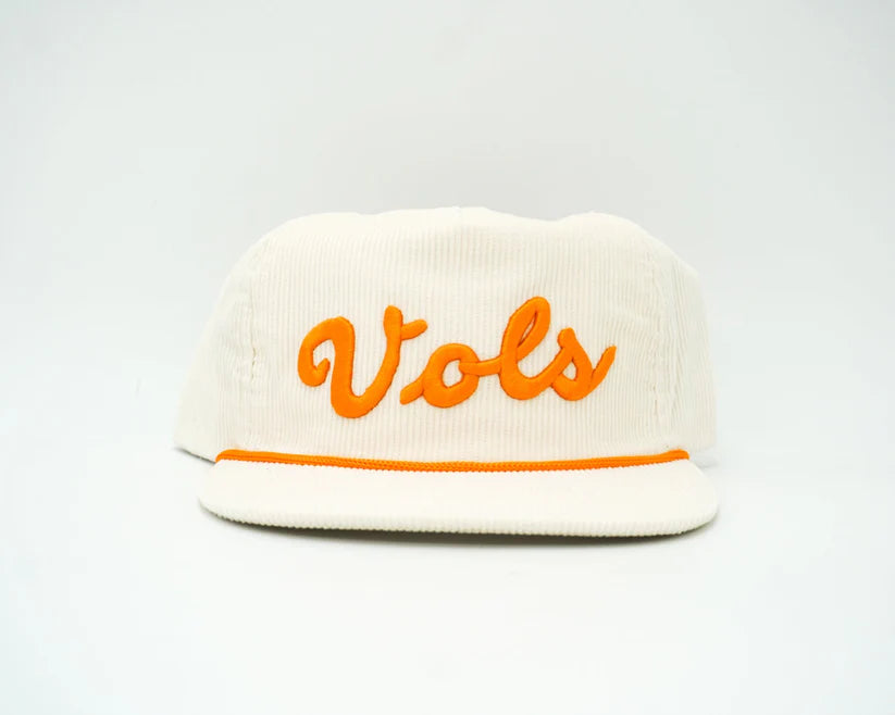 White Corduroy Vols Script Hat