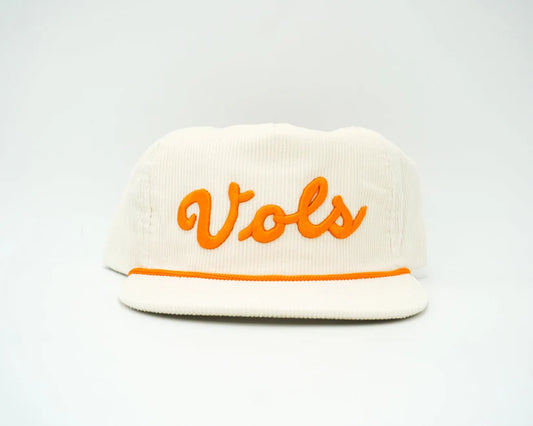 White Corduroy Vols Script Hat