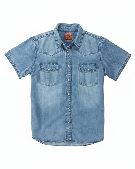 The Wyatt Pearl Snap Short Sleeve Denim Shirt