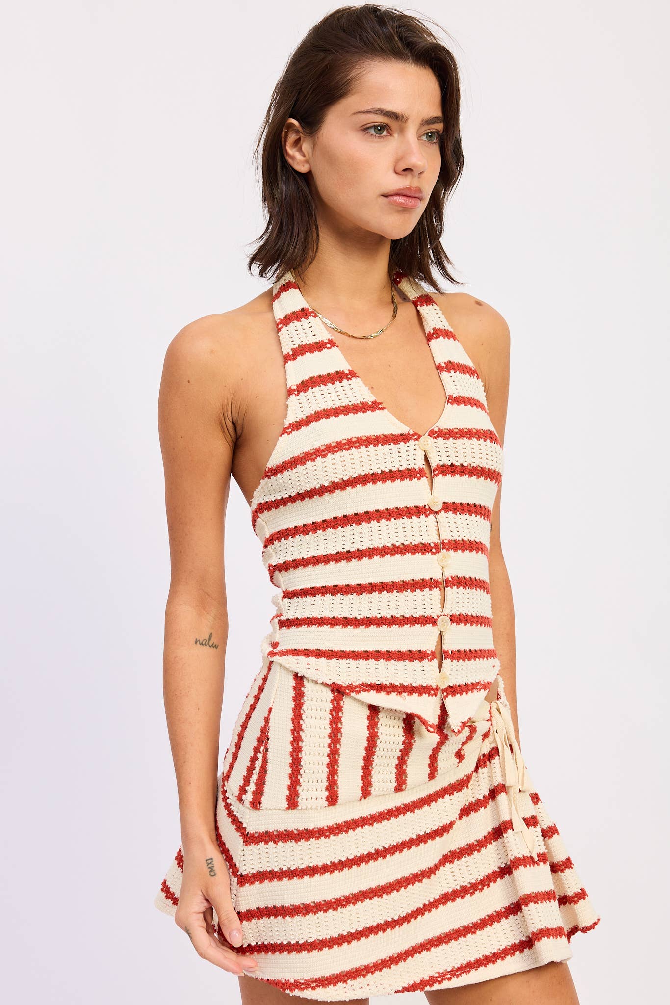 Striped Knit Halter Top