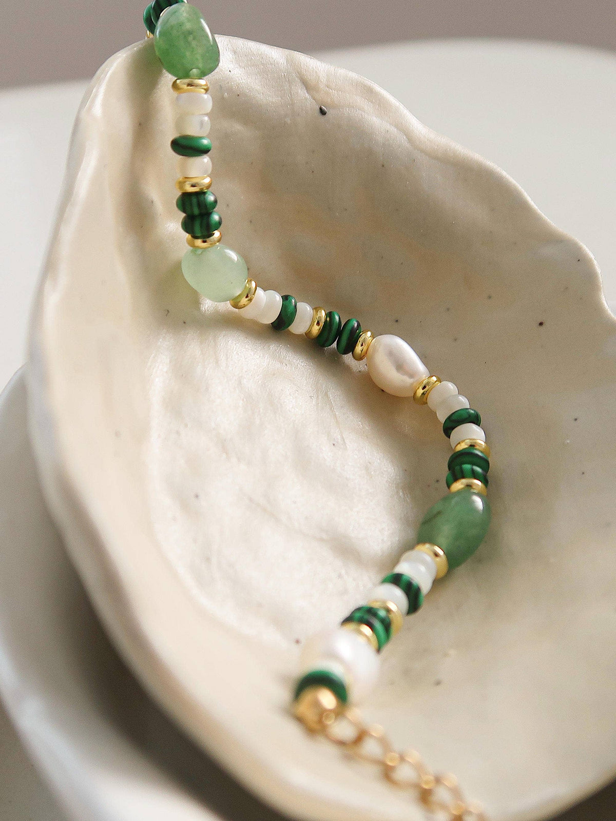 18K Non-Tarnish Bohemian Stone and Bead Bracelet