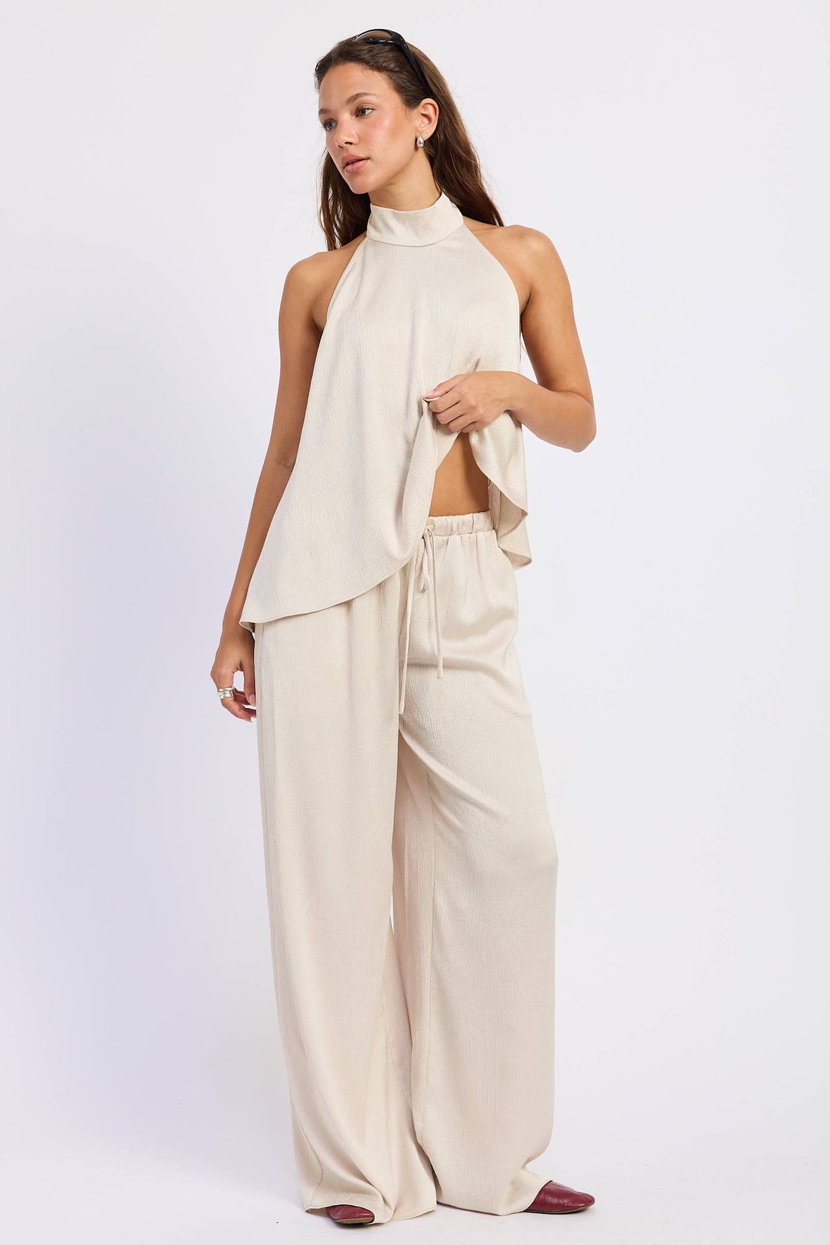 SATIN DRAWSTRING PANTS