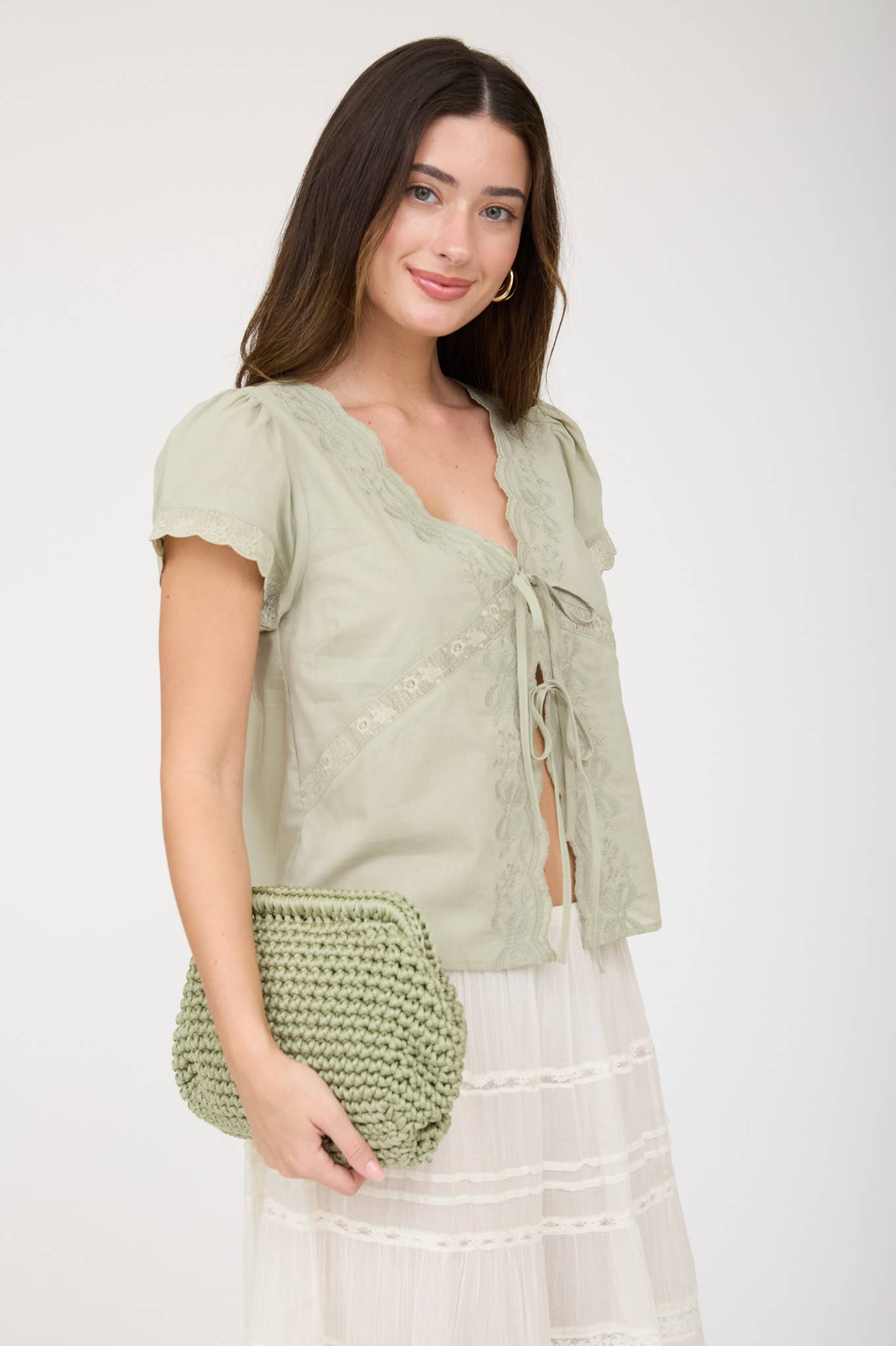Scalloped Embroidered Top