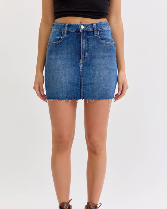 Raw Hem Denim Mini Skirt