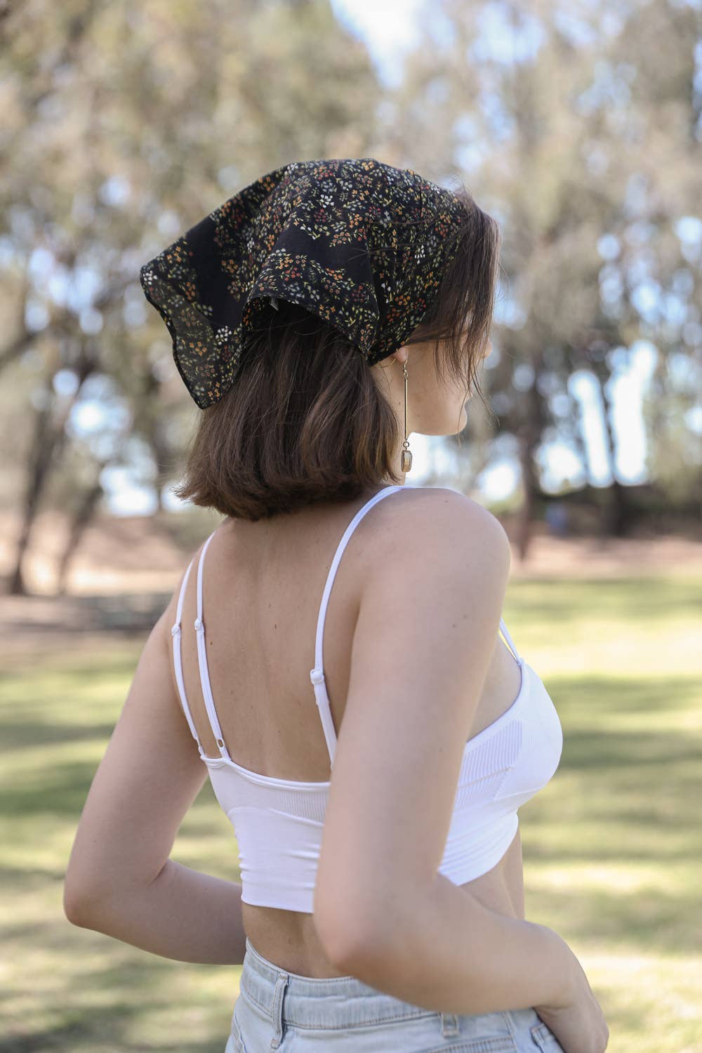 Vintage Floral Foliage Bandana Neckerchief – Soft Cotton