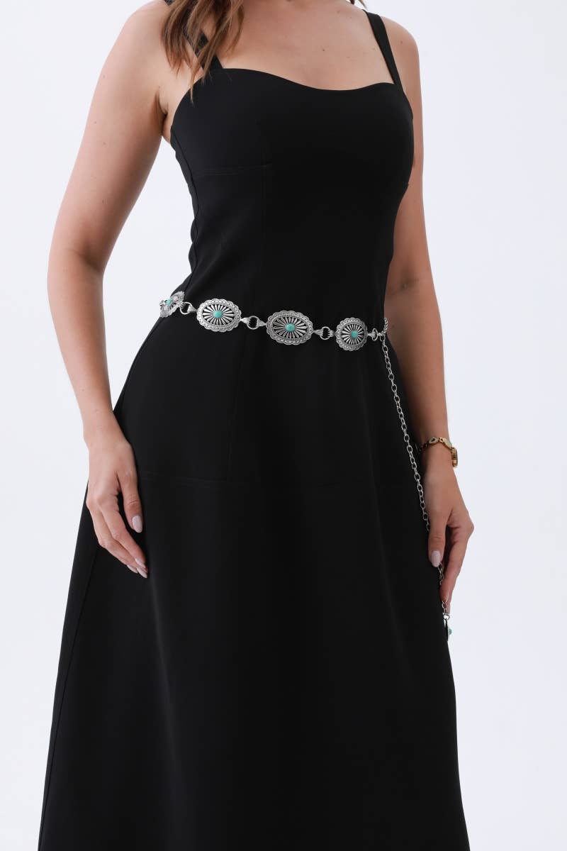 Vintage Turquoise Chain Belt – Classic Western Elegance