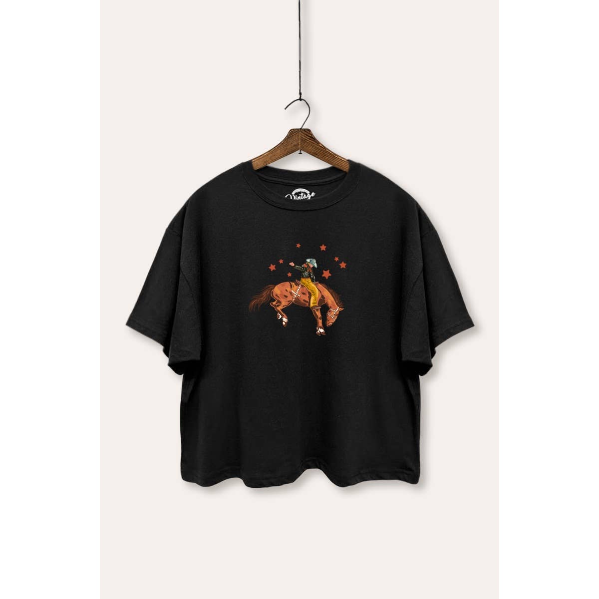Rodeo Cowboy Stars Western Graphic Boxy Crop Top