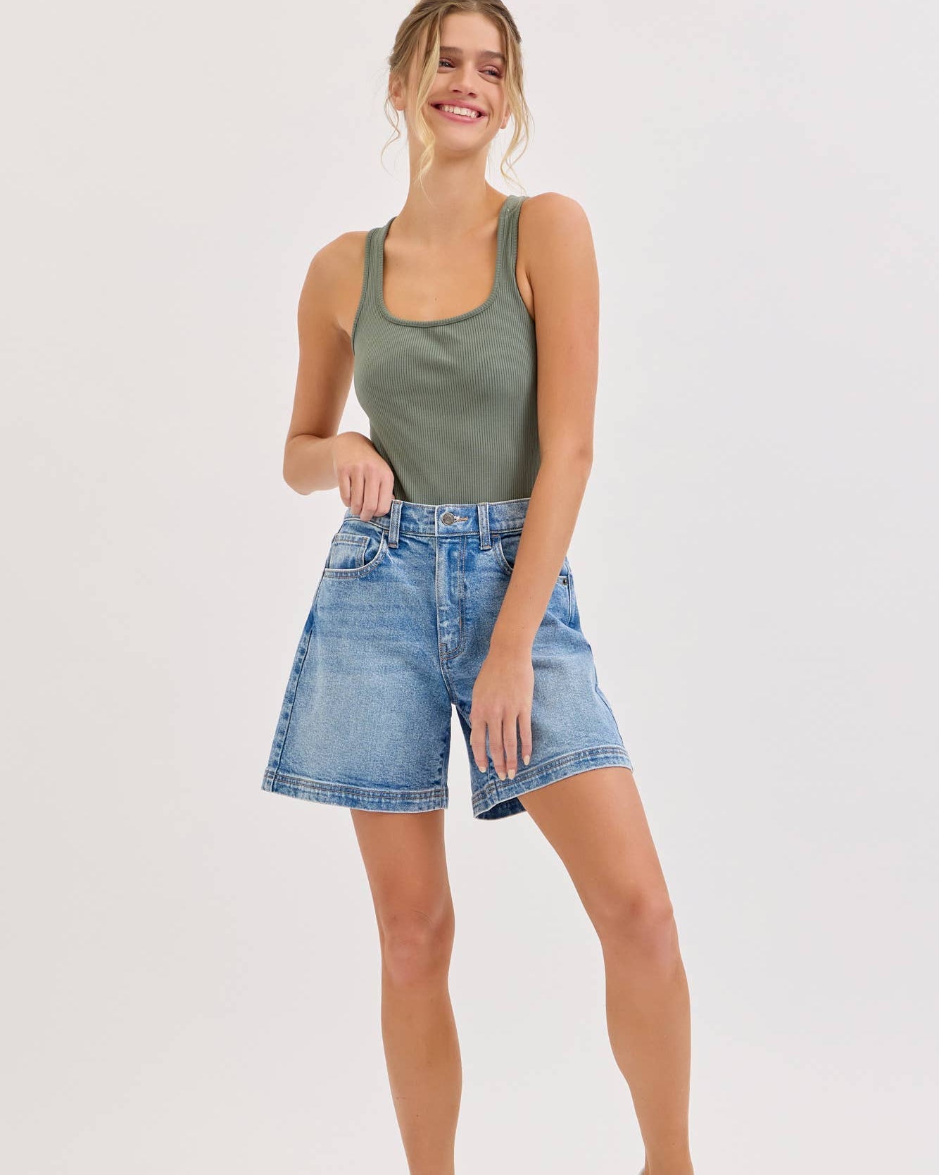 High Rise Midi Shorts