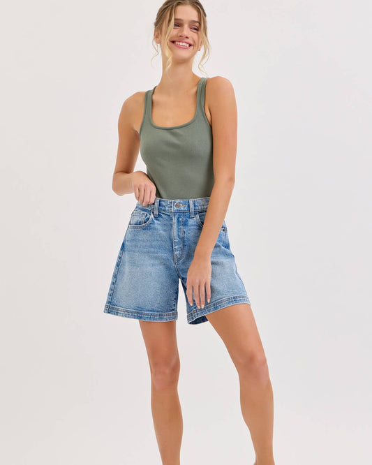 High Rise Midi Shorts
