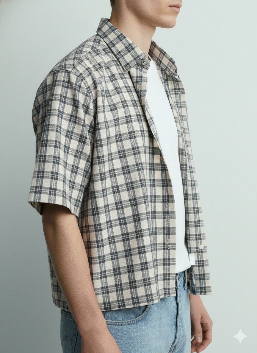 Plaid Boxy Button Up