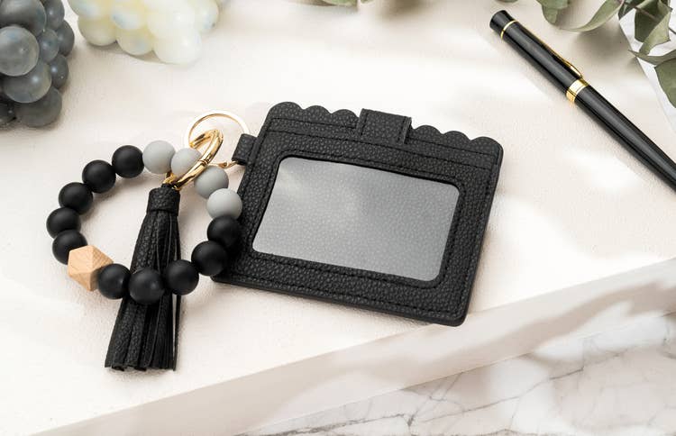 Leather Keychain Wallet With Wristlet Bangle Bracelet