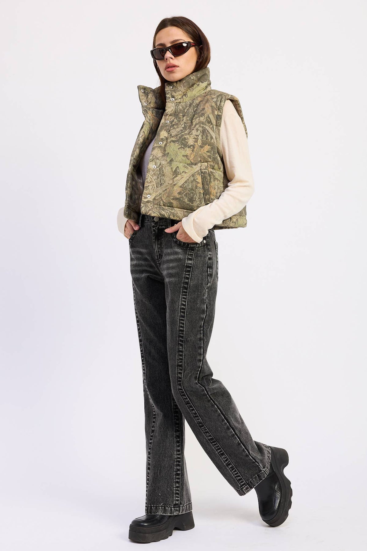 Camo Print Puffer Vest