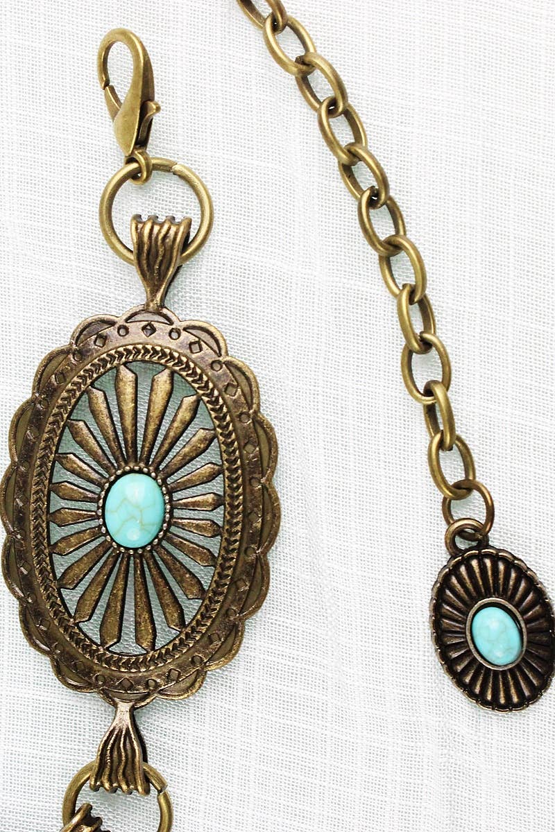 Vintage Turquoise Chain Belt – Classic Western Elegance