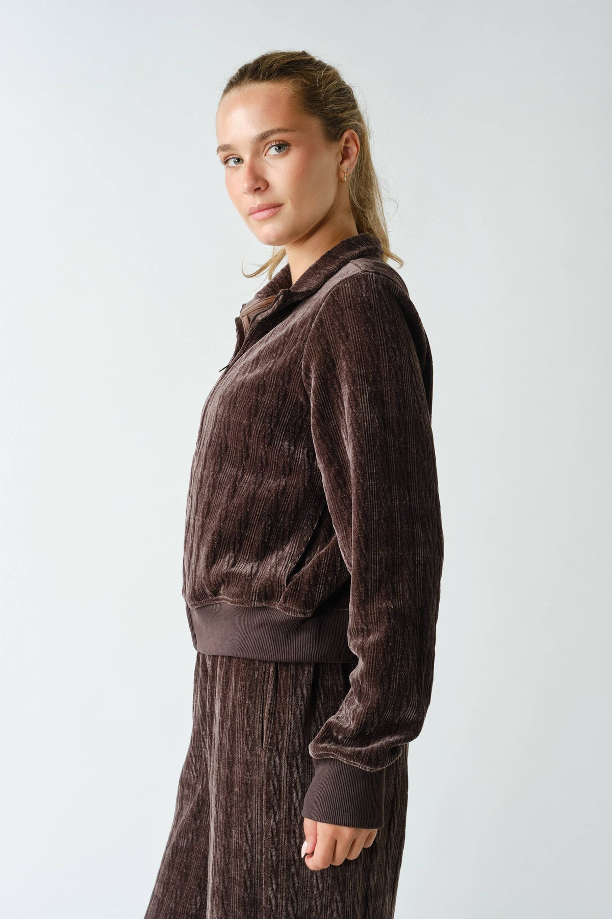 Groove-Track Textured Zip-Up Jacket