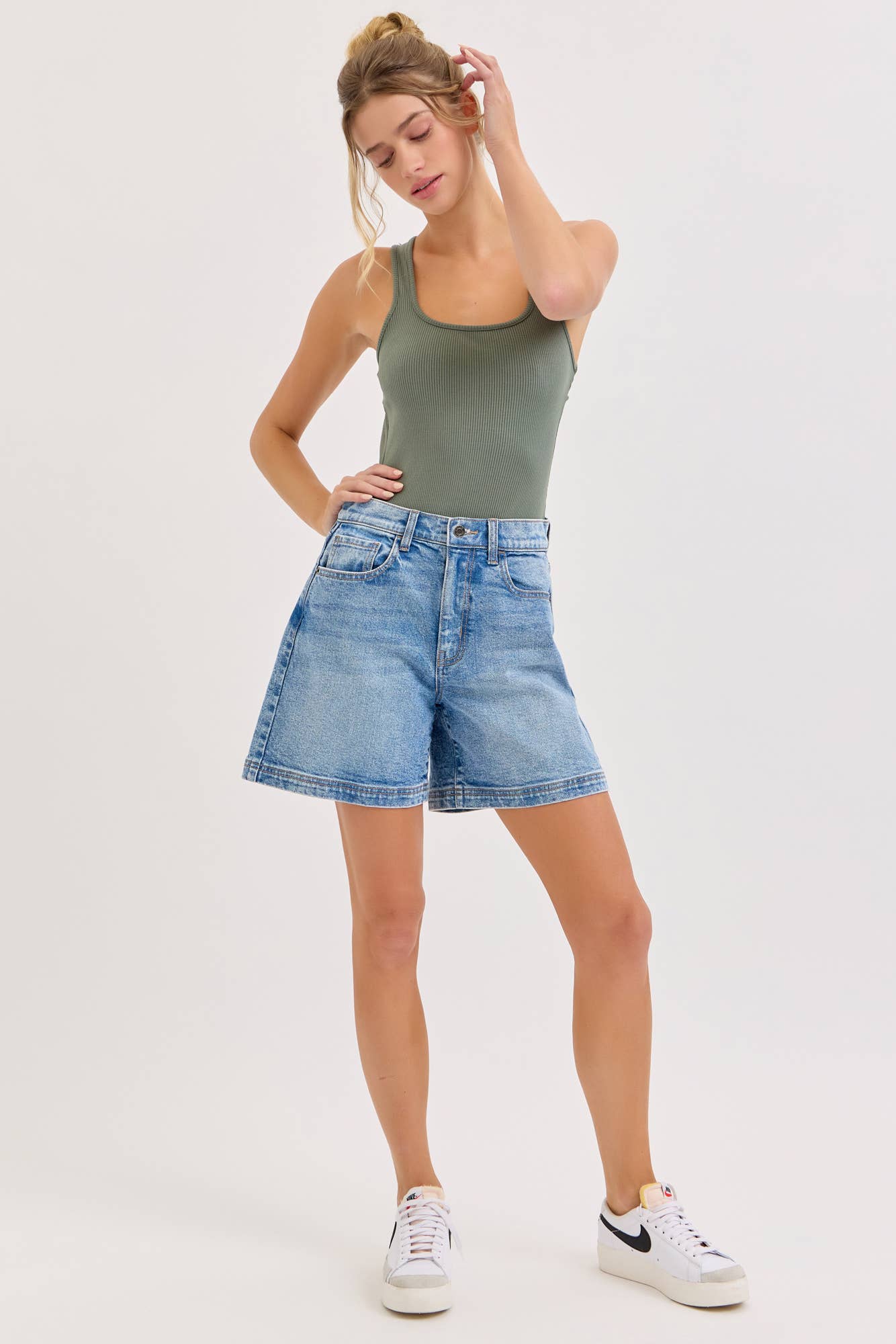 High Rise Midi Shorts