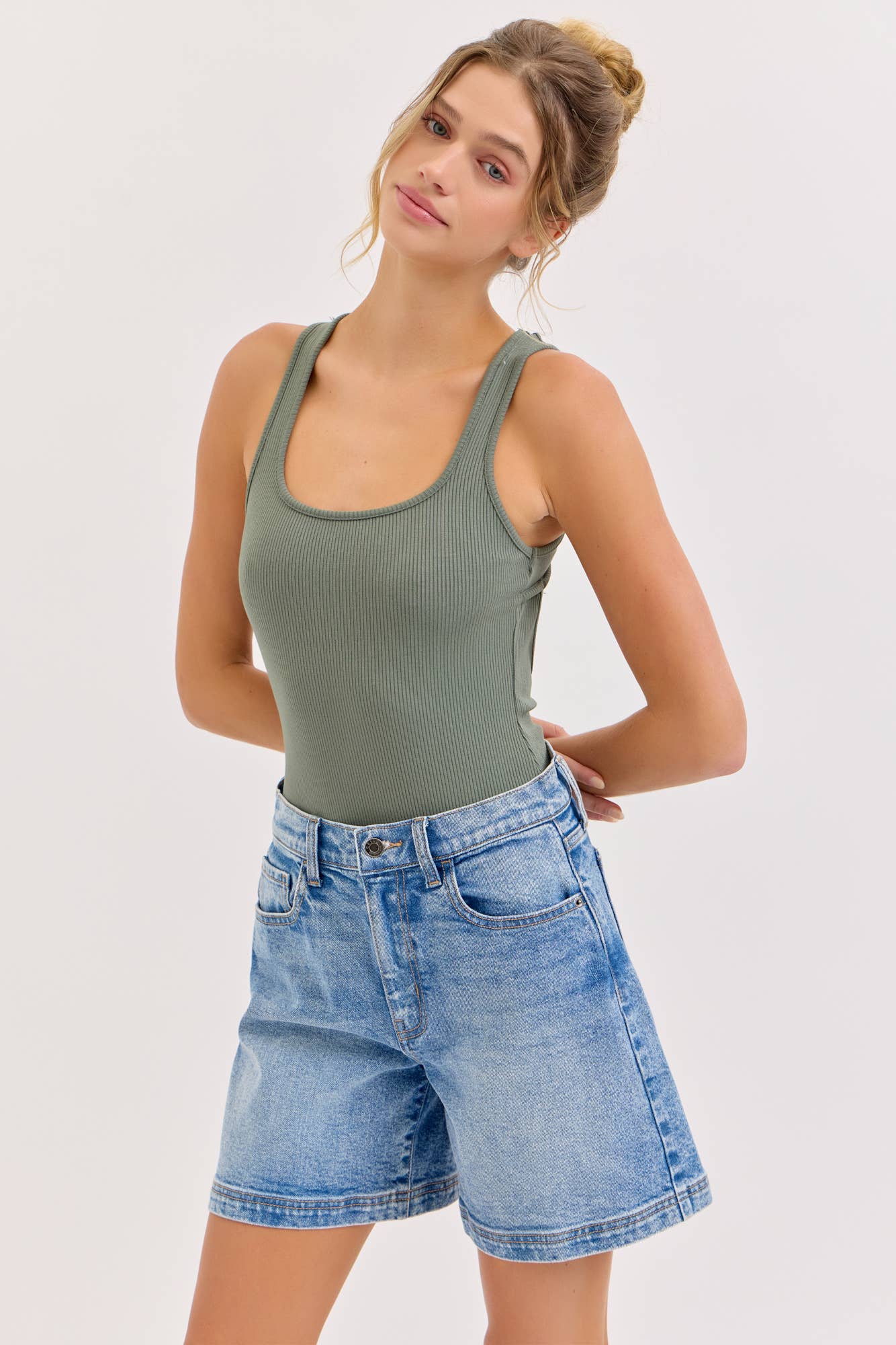 High Rise Midi Shorts
