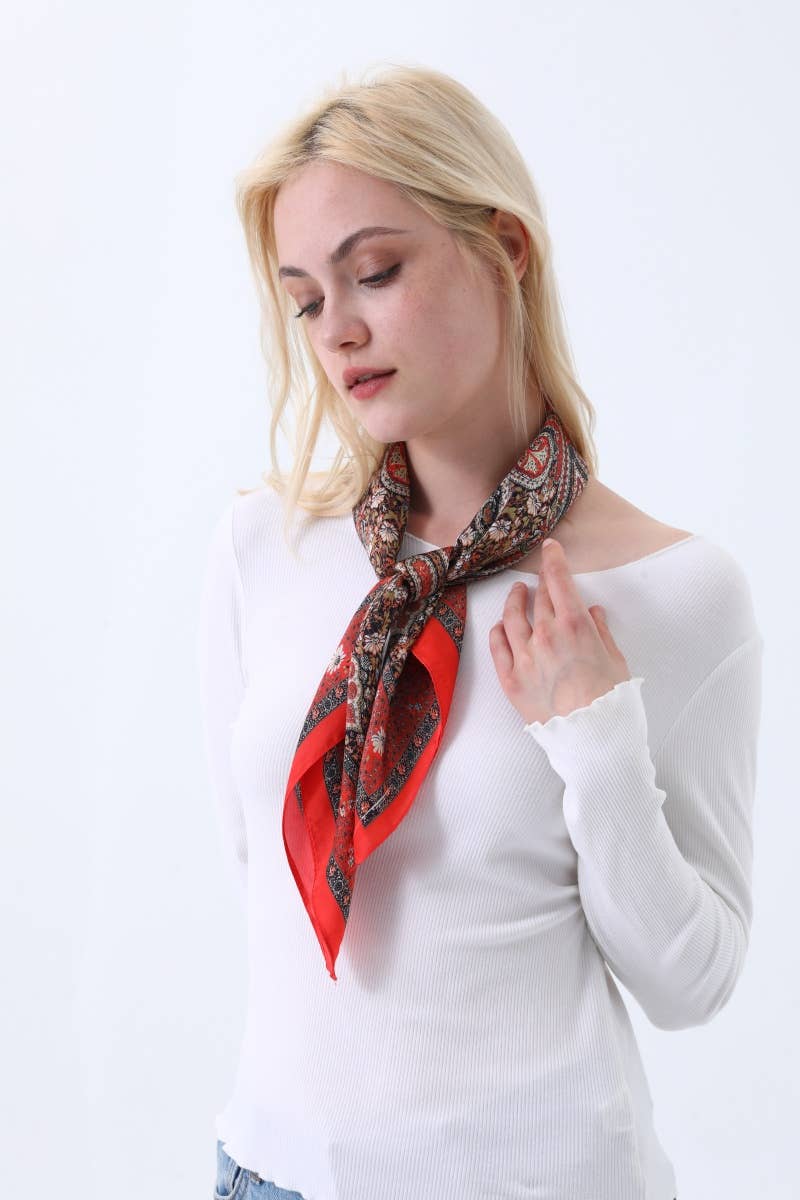 Paisley Print Silk Square Scarf – Vintage Style for Resale