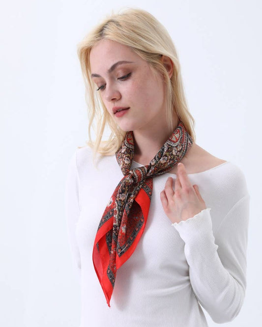 Paisley Print Silk Square Scarf