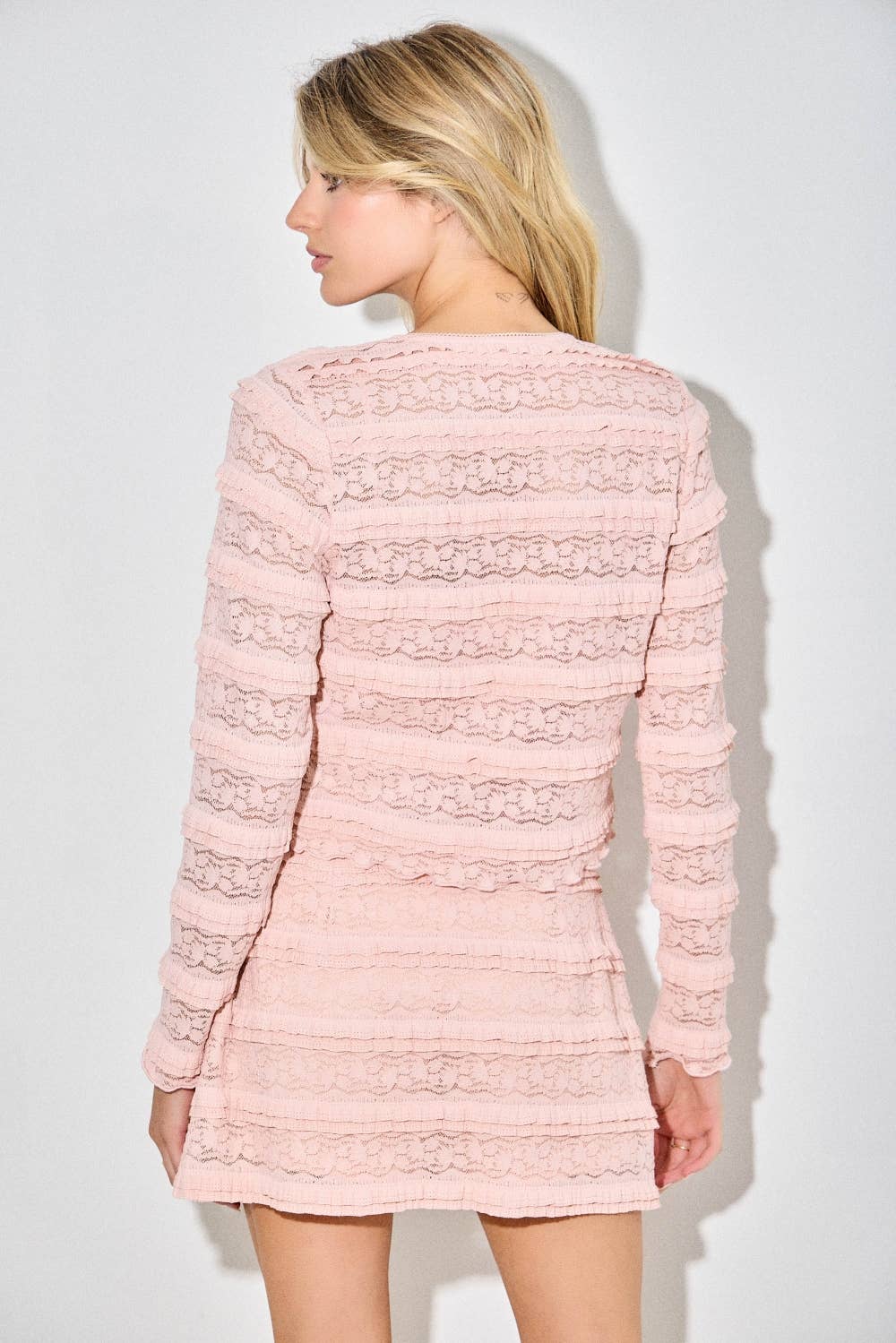 LACE RUFFLE FRONT TIE TOP