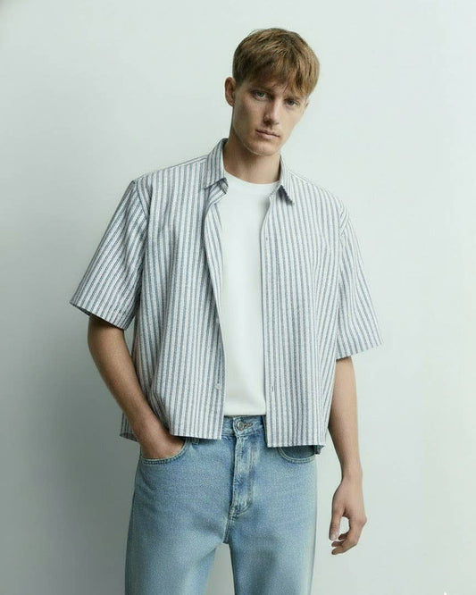Boxy Stripe Button Up